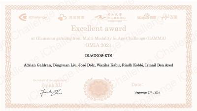 The certificate of excellent award